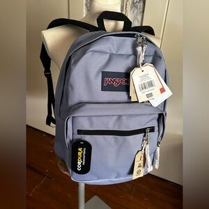 JANSPORT Right Pack Large Backpack Lavender Purple Ash Gray Leather Cordura NEW